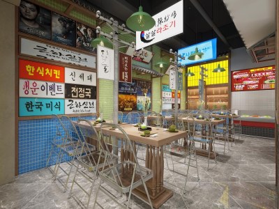 工业风烤肉店3D模型下载